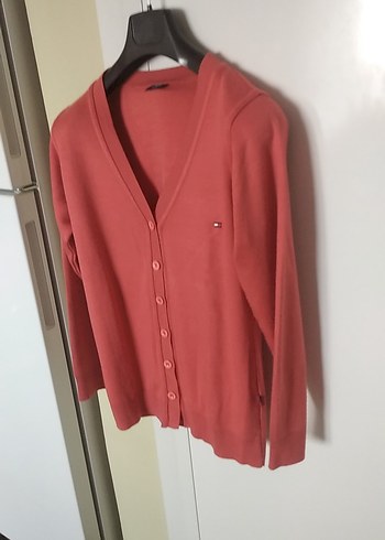 Kadın Kırmızı Düğmeli Uzun Kollu Hırka - Görsel 4