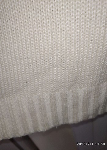 Beyaz Kısa Kollu Örgü Triko Elbise - Görsel 7