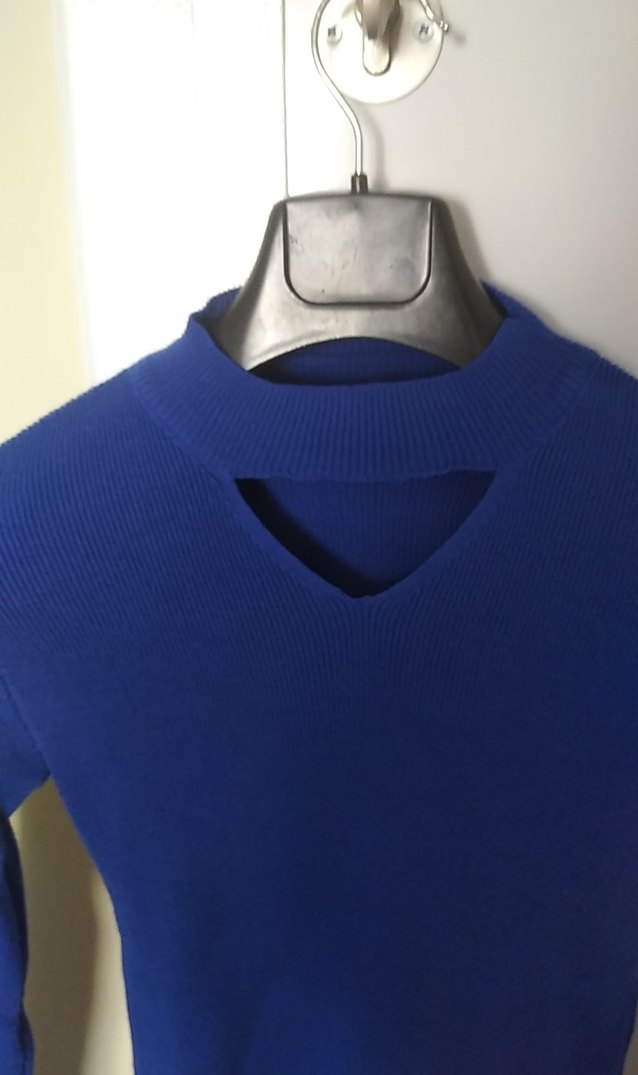 V Yaka Lacivert Kadın Triko - Görsel 2
