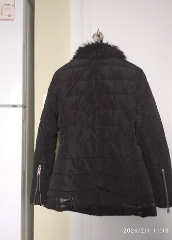 Siyah Kürklü Biker Kadın Ceket - Görsel 2