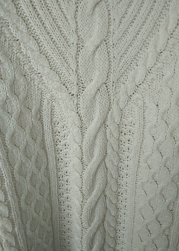 Beyaz Örgü Bohem Kadın Kazak - Görsel 3