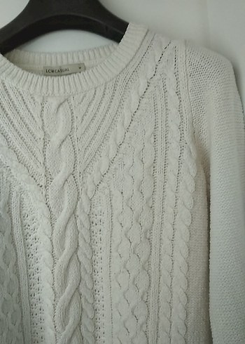 Beyaz Örgü Bohem Kadın Kazak - Görsel 5