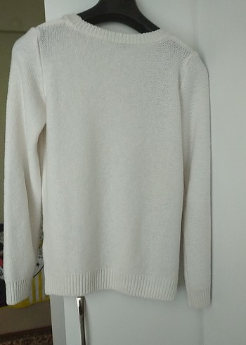 Beyaz Örgü Bohem Kadın Kazak - Görsel 6