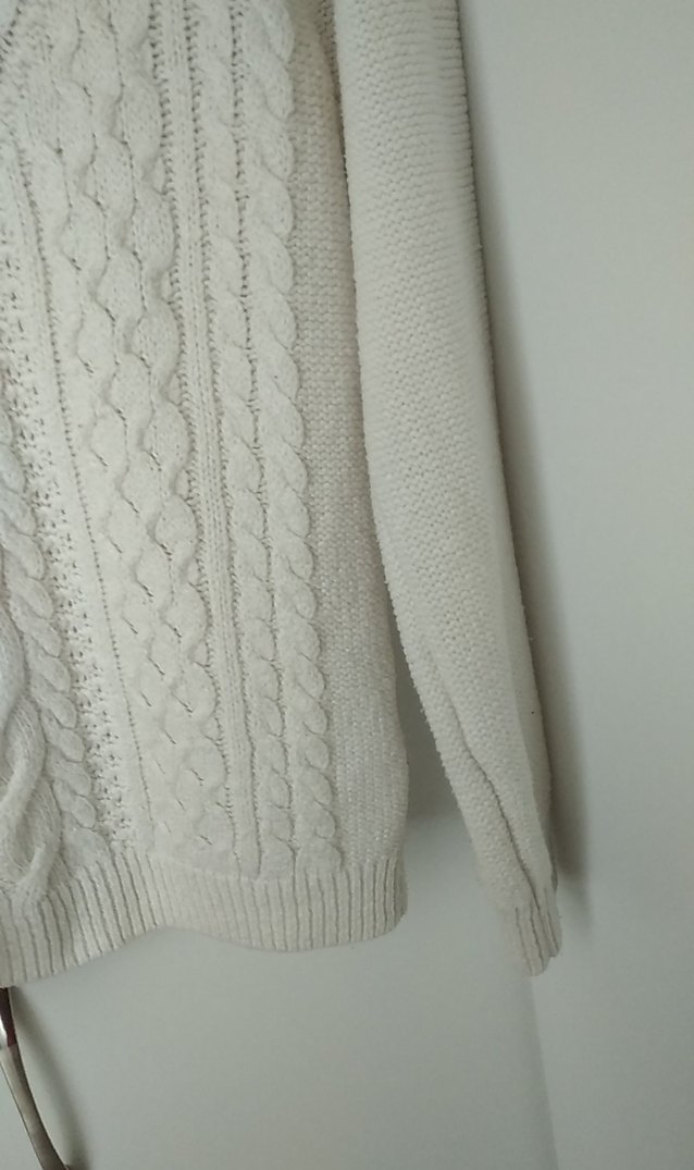 Beyaz Örgü Bohem Kadın Kazak - Görsel 4
