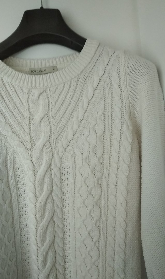 Beyaz Örgü Bohem Kadın Kazak - Görsel 5