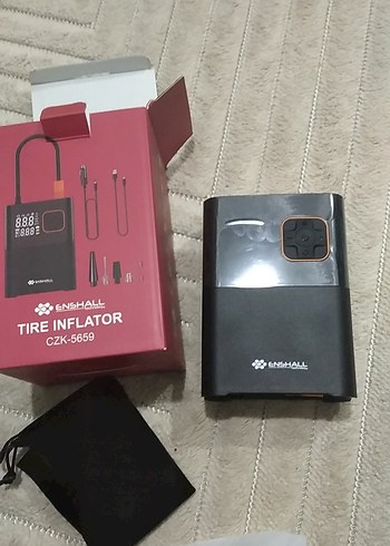 Enshall Kırmızı Lastik Şişirici Power Bank - Görsel 5