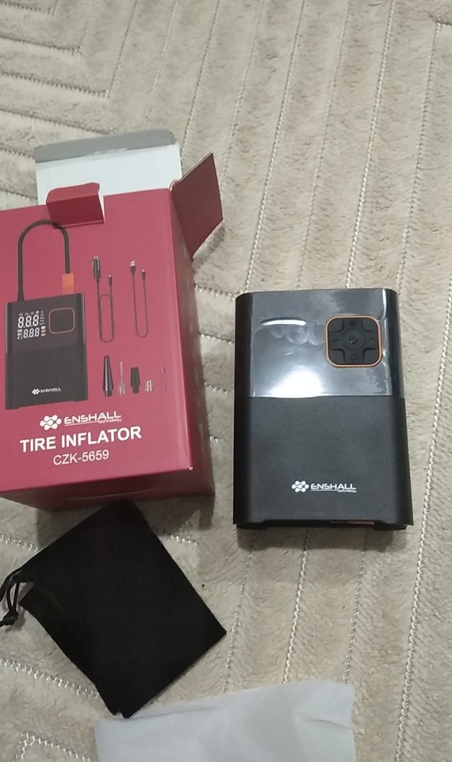 Enshall Kırmızı Lastik Şişirici Power Bank - Görsel 5