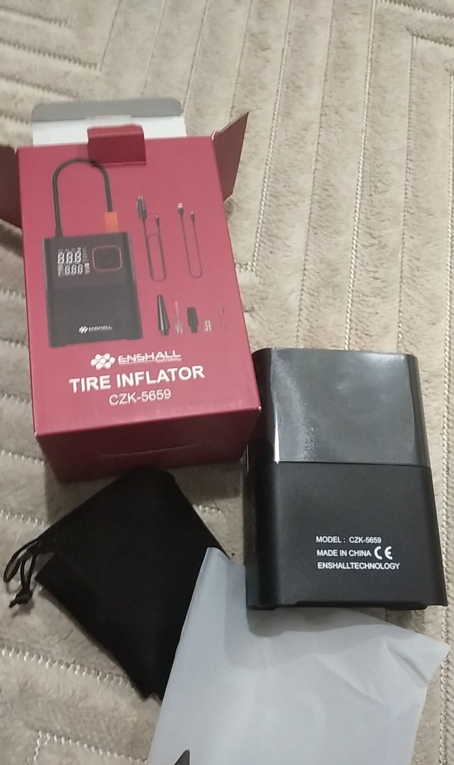 Enshall Kırmızı Lastik Şişirici Power Bank - Görsel 2