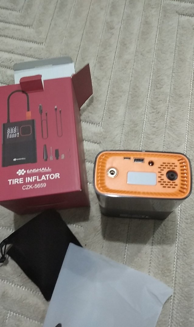 Enshall Kırmızı Lastik Şişirici Power Bank - Görsel 3