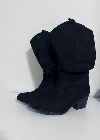 Siyah Süet Kemerli Dizüstü Kadın Çizme - Görsel 3