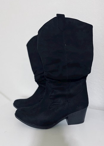 Siyah Süet Kemerli Dizüstü Kadın Çizme - Görsel 2