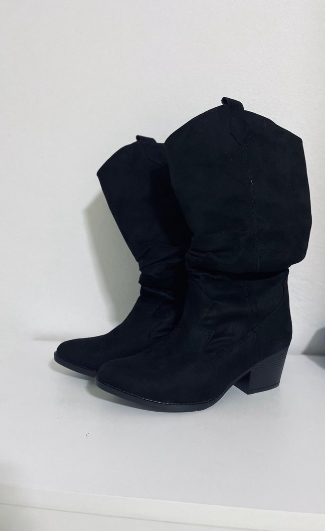 Siyah Süet Kemerli Dizüstü Kadın Çizme - Görsel 3