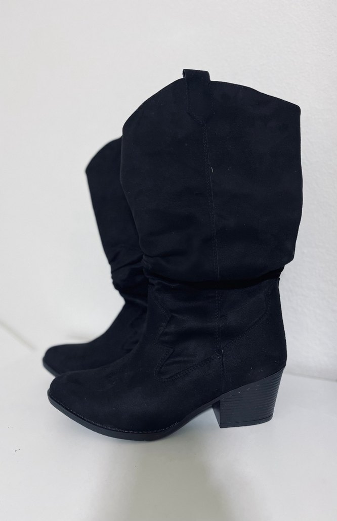 Siyah Süet Kemerli Dizüstü Kadın Çizme - Görsel 2