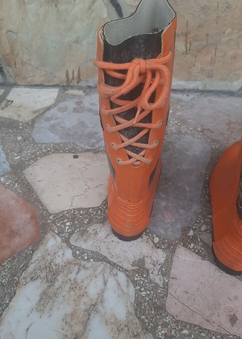 Turuncu Erkek Biker Kauçuk  celik burun Bot - Görsel 3