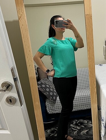 Koton mint yeşili bluz - Görsel 7