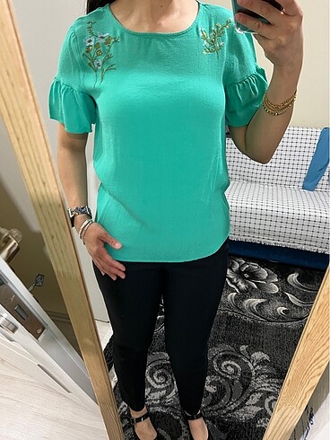 Koton mint yeşili bluz - Görsel 5