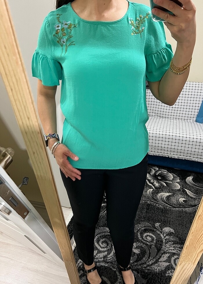 Koton mint yeşili bluz - Görsel 5