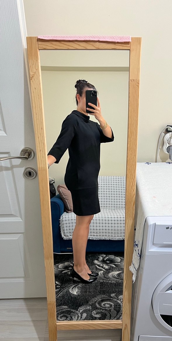 Siyah Midi Kadın Kalem Elbise - Görsel 4