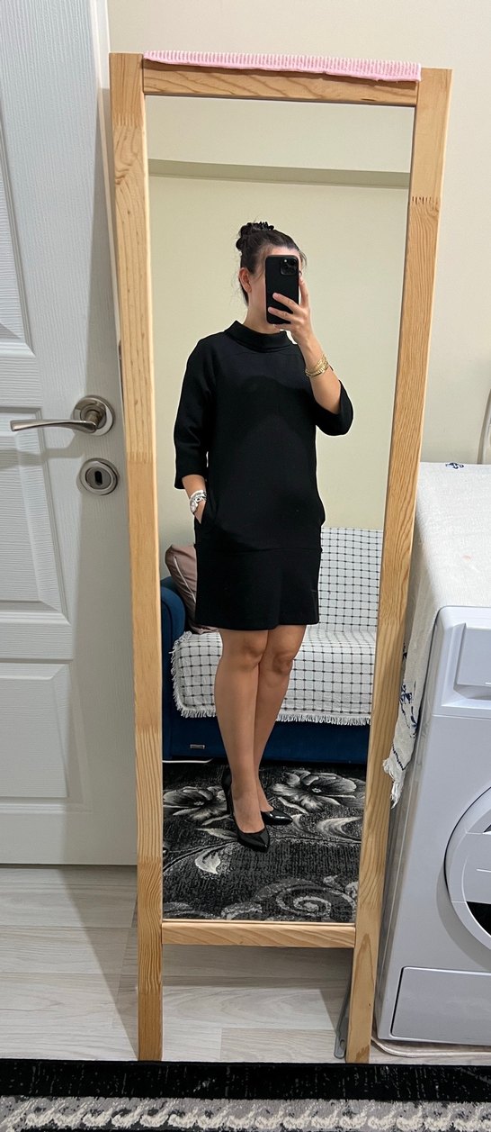 Siyah Midi Kadın Kalem Elbise - Görsel 3