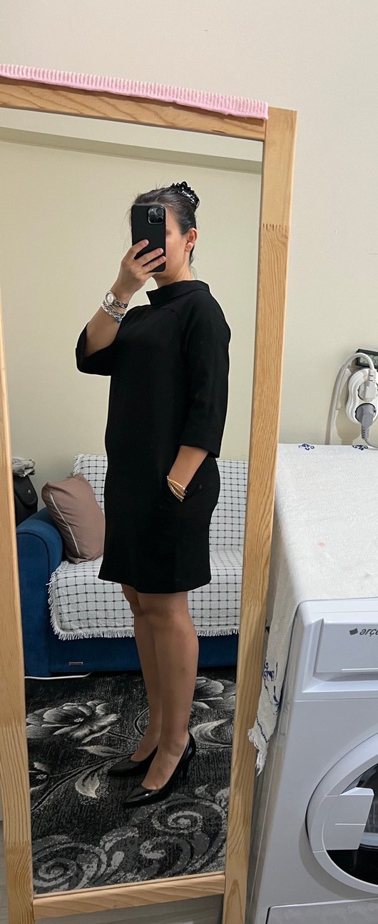 Siyah Midi Kadın Kalem Elbise - Görsel 2