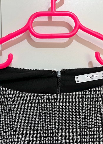 36 Beden Mango Gri Kareli Midi Kalem Elbise