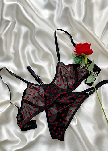 Kırmızı Nakışlı Gotik Mini Sütyen - Görsel 2