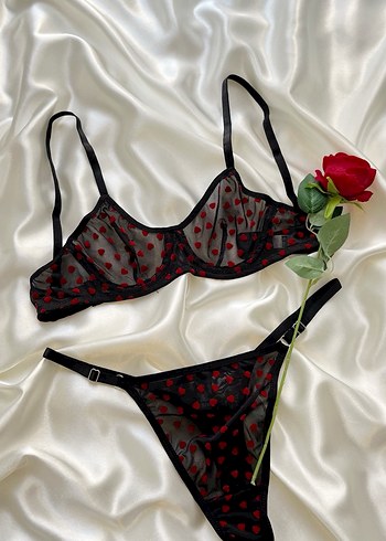 Kırmızı Nakışlı Gotik Mini Sütyen - Görsel 6