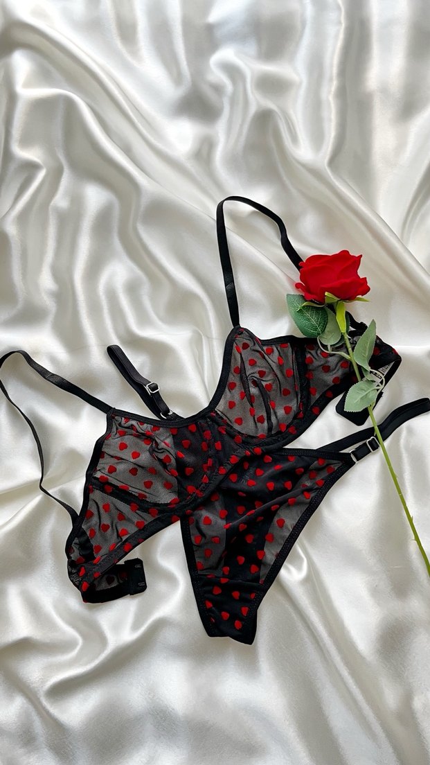 Kırmızı Nakışlı Gotik Mini Sütyen - Görsel 2