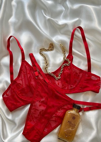Parizyen Vintage Kırmızı Parlak Sütyen - Görsel 2