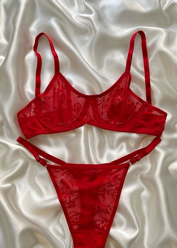 Parizyen Vintage Kırmızı Parlak Sütyen - Görsel 7