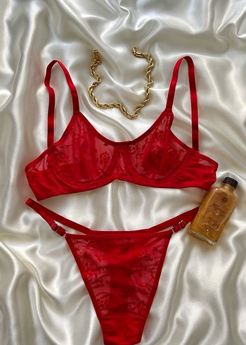 Parizyen Vintage Kırmızı Parlak Sütyen - Görsel 4