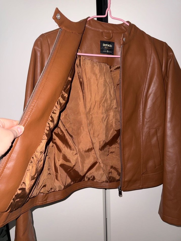 Kadın Kahverengi Deri Ceket - Görsel 2