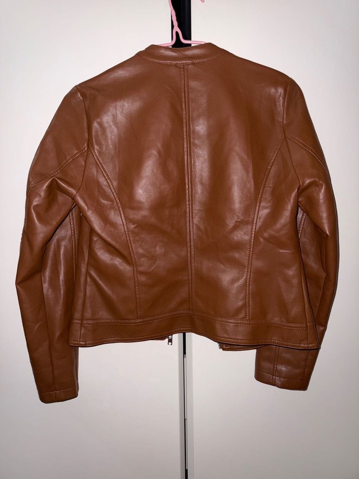 Kadın Kahverengi Deri Ceket - Görsel 3