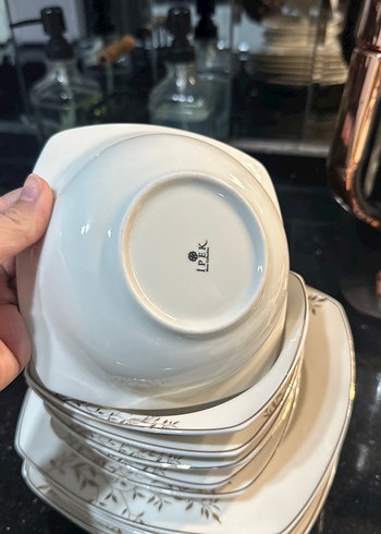 Beyaz Gri Desenli Yemek Tabağı Seti 6 kişilik çeyiz seti - Görsel 3