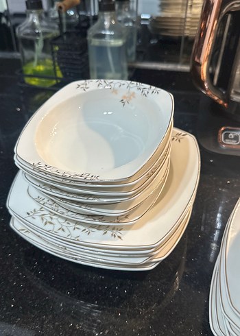 Beyaz Gri Desenli Yemek Tabağı Seti 6 kişilik çeyiz seti - Görsel 2