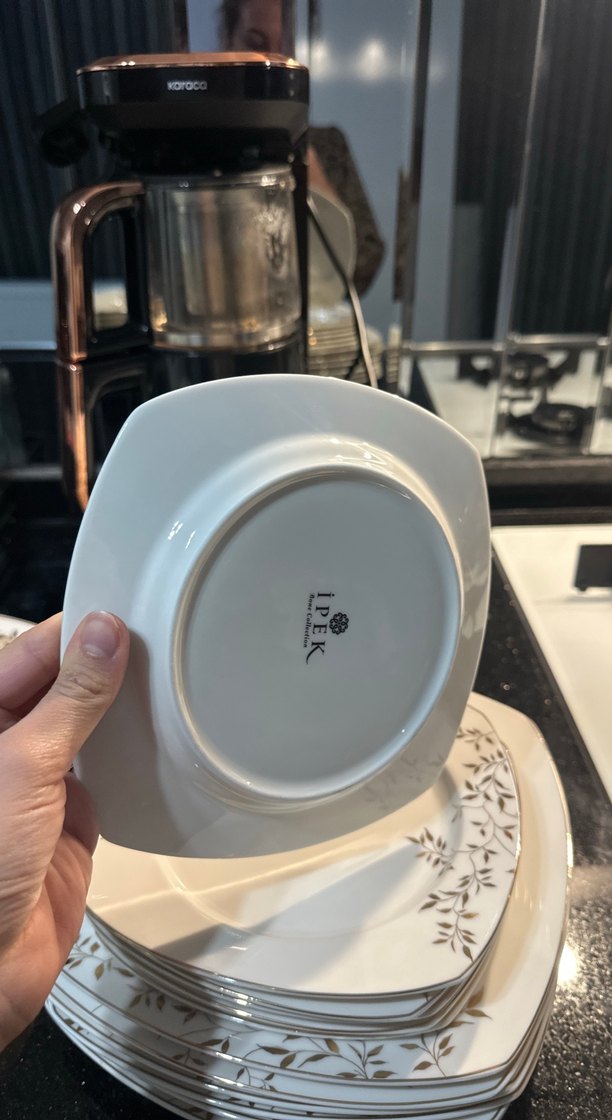 Beyaz Gri Desenli Yemek Tabağı Seti 6 kişilik çeyiz seti - Görsel 4