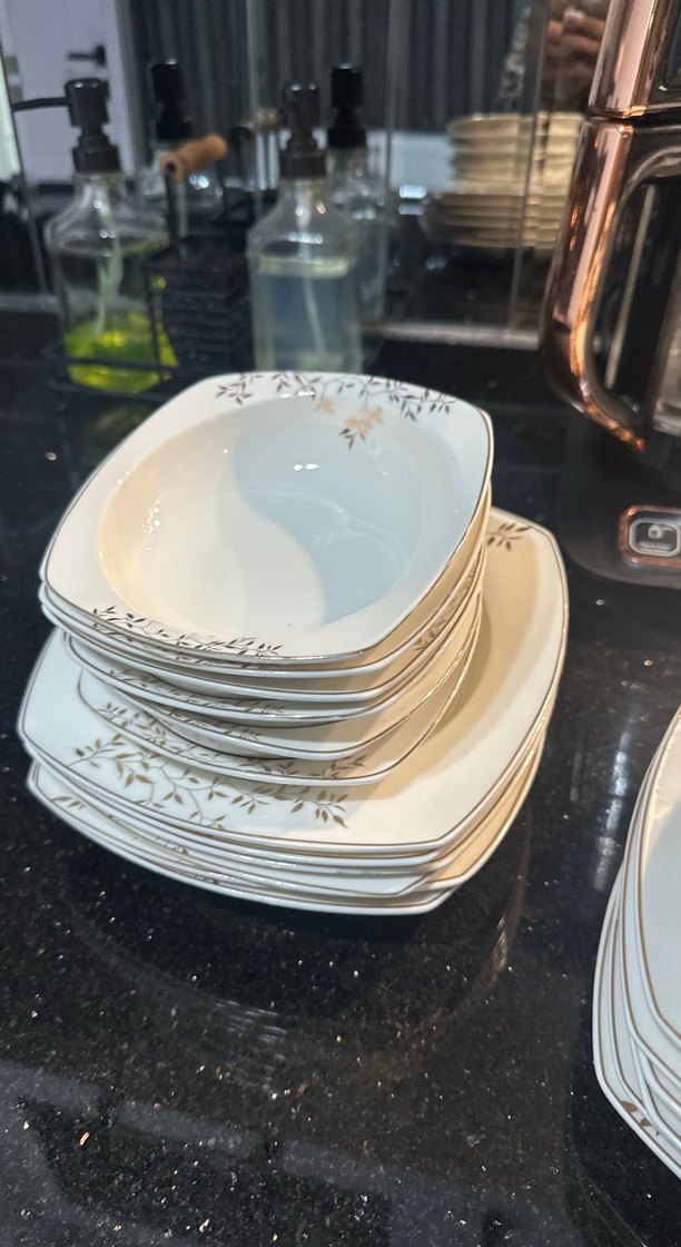 Beyaz Gri Desenli Yemek Tabağı Seti 6 kişilik çeyiz seti - Görsel 2