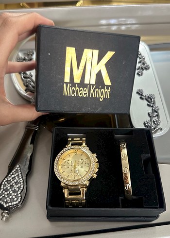 Parlak Altın Kadın Kol Saati Seti - Görsel 3