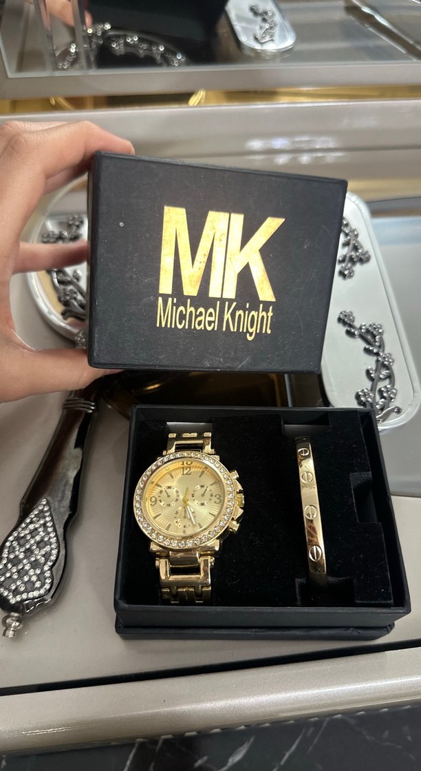 Parlak Altın Kadın Kol Saati Seti - Görsel 3