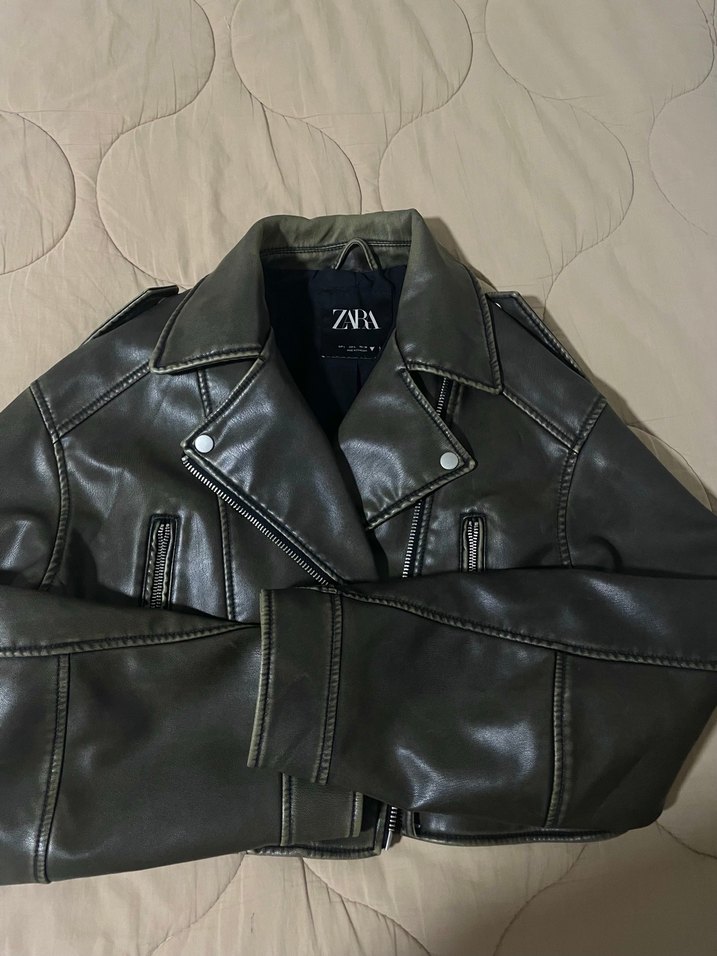 Zara Siyah Deri Biker Ceket - Görsel 2