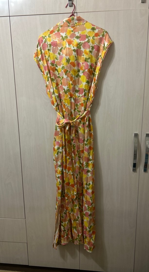 Bohem Çok Renkli V Yaka Uzun Elbise - Görsel 3