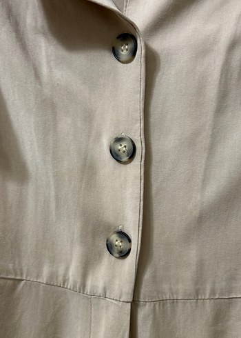 Bej Düğmeli Keten Uzun Tulum - Görsel 2