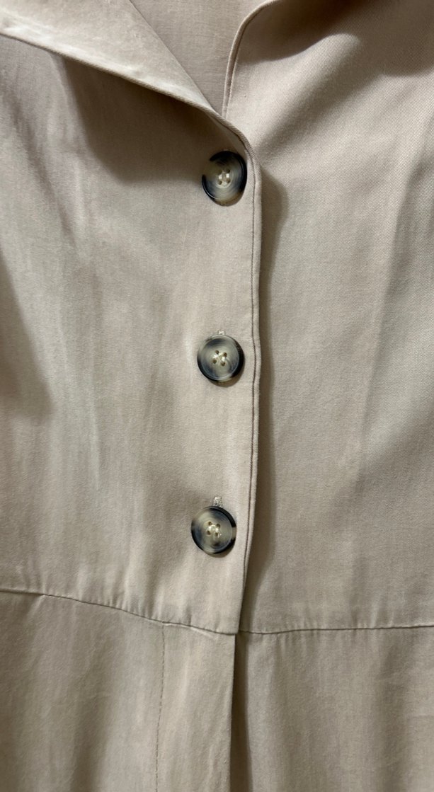 Bej Düğmeli Keten Uzun Tulum - Görsel 2