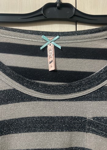 Gri Çizgili Uzun Kollu Kadın Elbise - Görsel 2