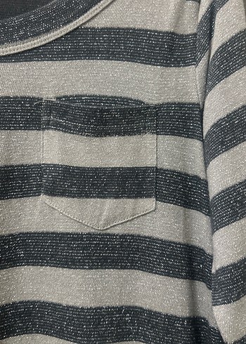 Gri Çizgili Uzun Kollu Kadın Elbise - Görsel 3