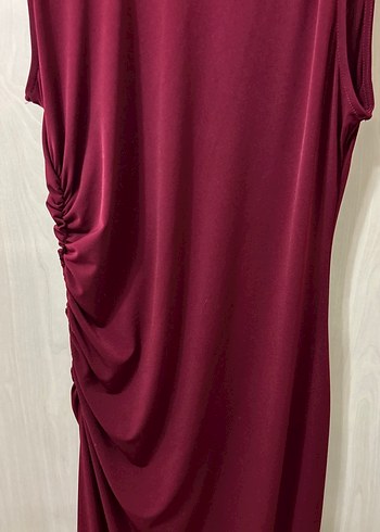 Bordo Drapeli Uzun Kadın Elbise - Görsel 2