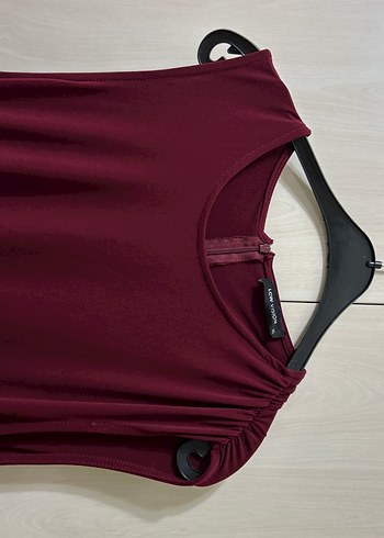 Bordo Drapeli Uzun Kadın Elbise - Görsel 3