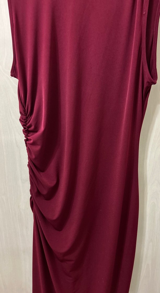Bordo Drapeli Uzun Kadın Elbise - Görsel 2