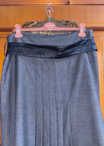 46 beden gri kuşaklı etek - Görsel 2