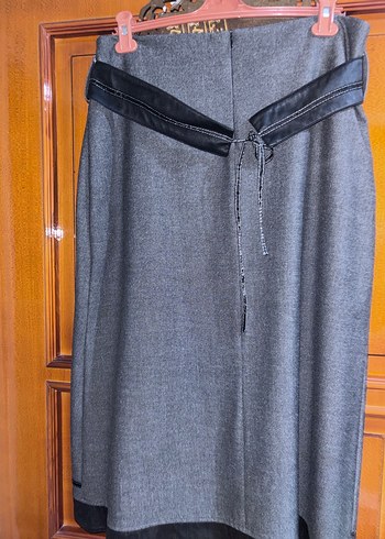 46 beden gri kuşaklı etek - Görsel 3